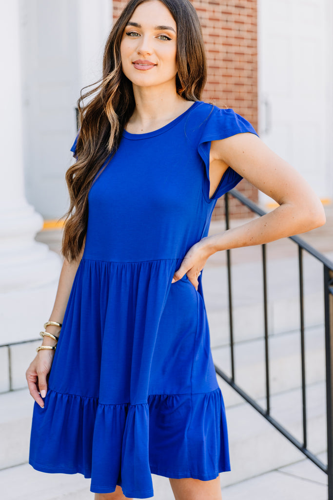 Casual Royal Blue Babydoll Dress ...